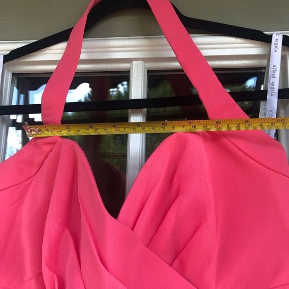 Alfred Angelo Pink Fuscia Halter Chiffon Ruffle Dress EUC, Size 12 - Picture 11 of 12